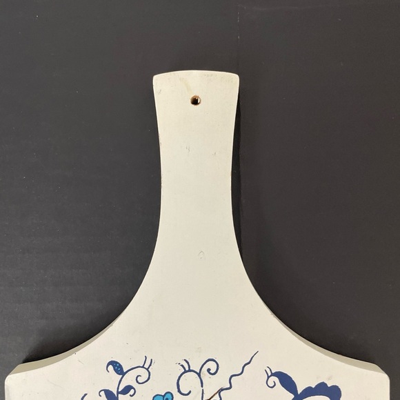 Vintage Hand Painted Decorative Cutting Board Floral Blue & White Folk Art - Picture 4 of 6